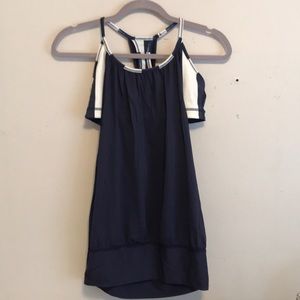 Navy tank with built in sports bra